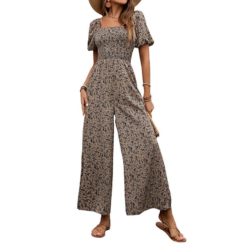 Fashion Women's Wide-leg Pants Printed Jumpsuit