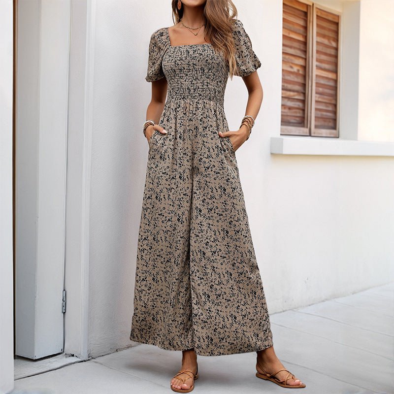 Fashion Women's Wide-leg Pants Printed Jumpsuit