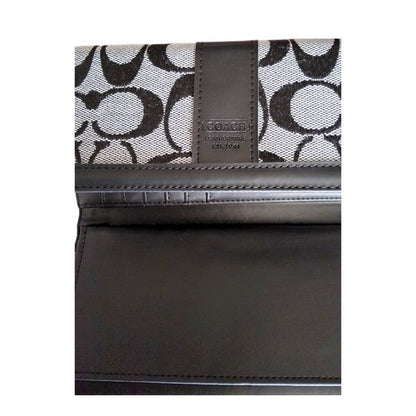 Coach Signature Vintage 2000 Tri-Fold Wallet Black & White Leather & Canvas