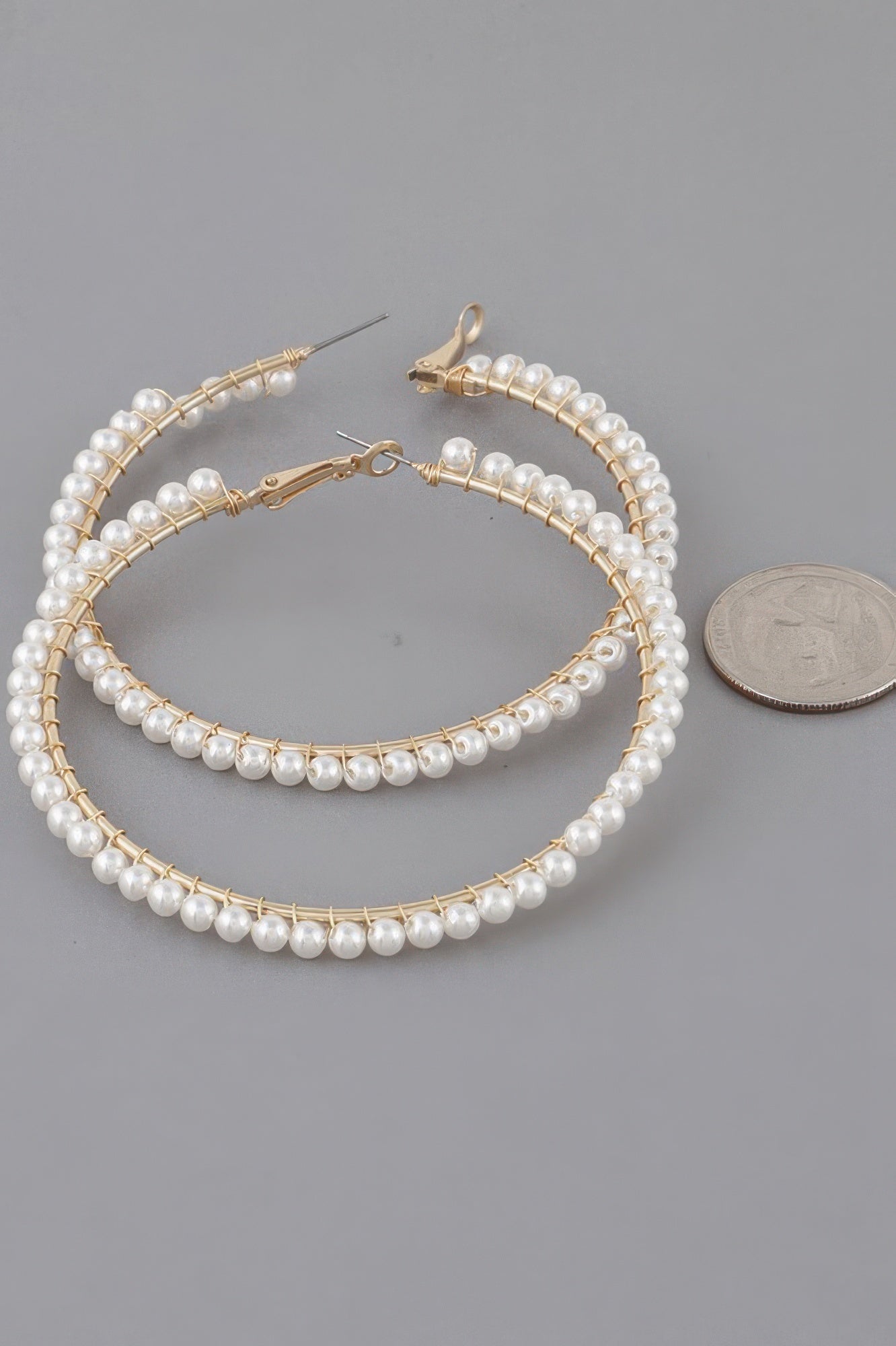 Large Pearl Hoop Earrings - JUST - JEN BOUTIQUE