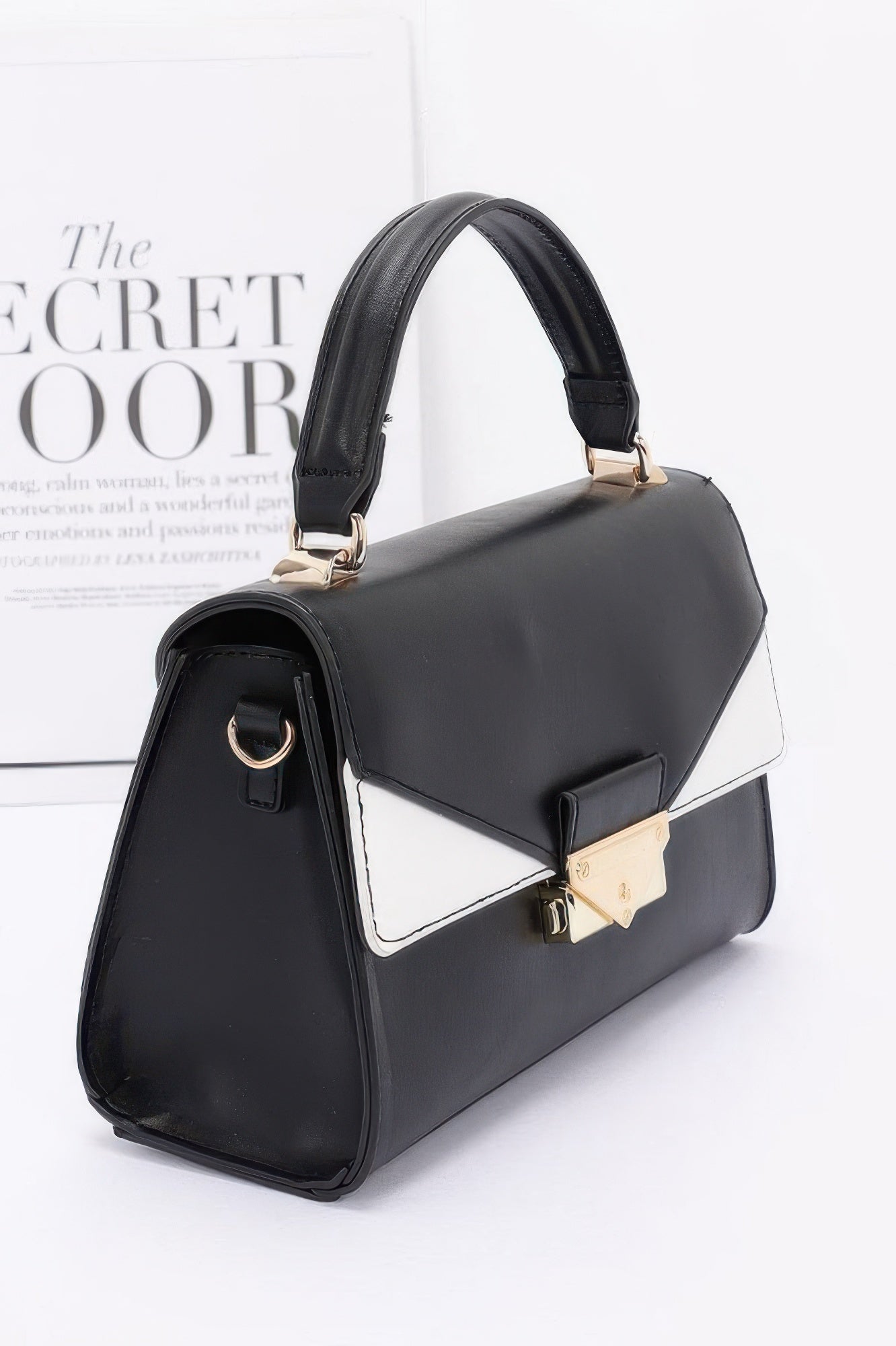 Faux Leather Two Tone Flap Bag - JUST - JEN BOUTIQUE