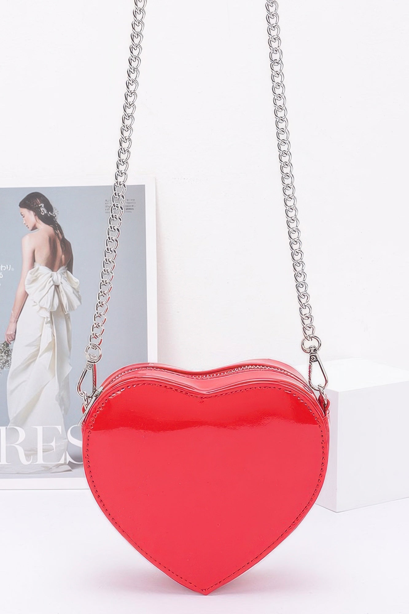 Enamel Heart Shape Crossbody Bag - JUST - JEN BOUTIQUE