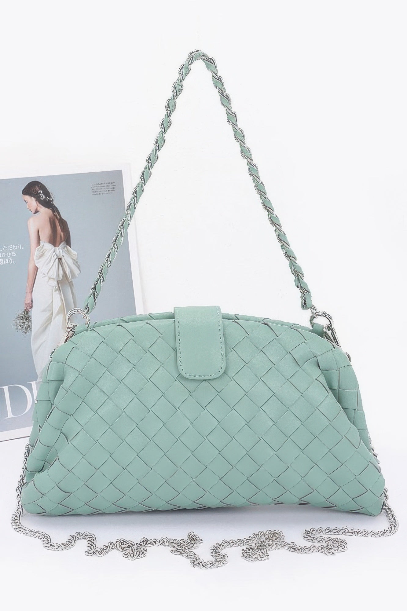 Faux Leather Braided Frame Shoulder Bag - JUST - JEN BOUTIQUE