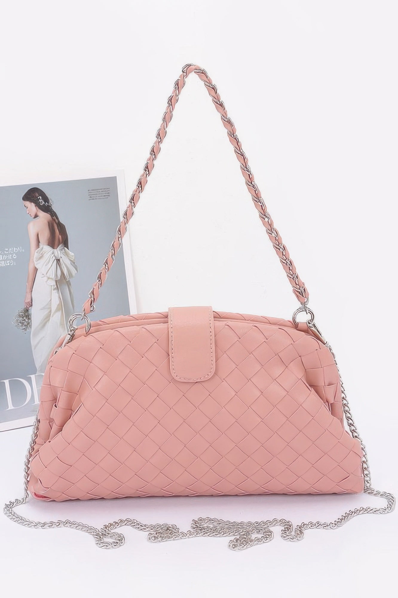 Faux Leather Braided Frame Shoulder Bag - JUST - JEN BOUTIQUE
