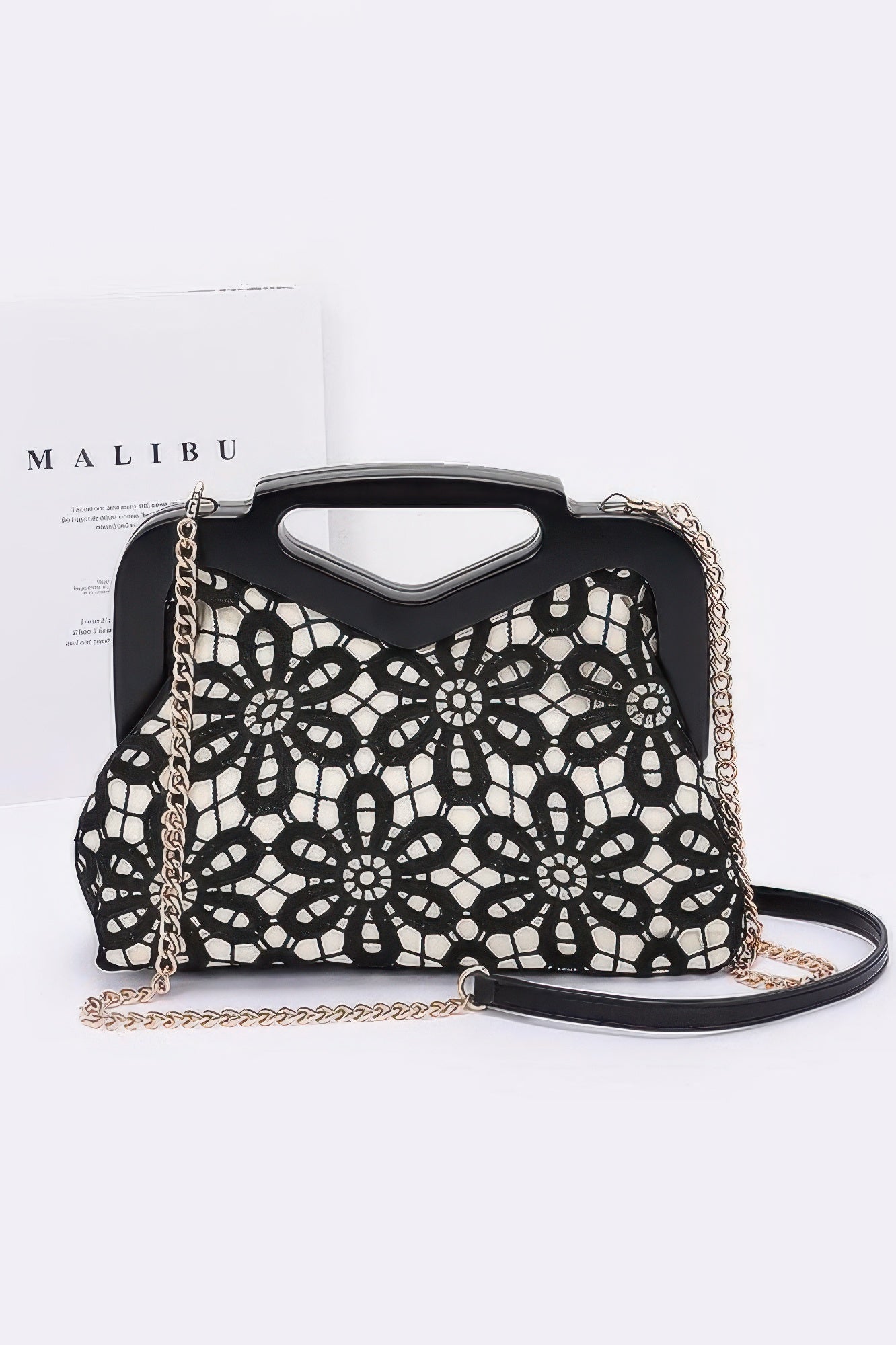 Crochet Wood Frame Clutch - JUST - JEN BOUTIQUE
