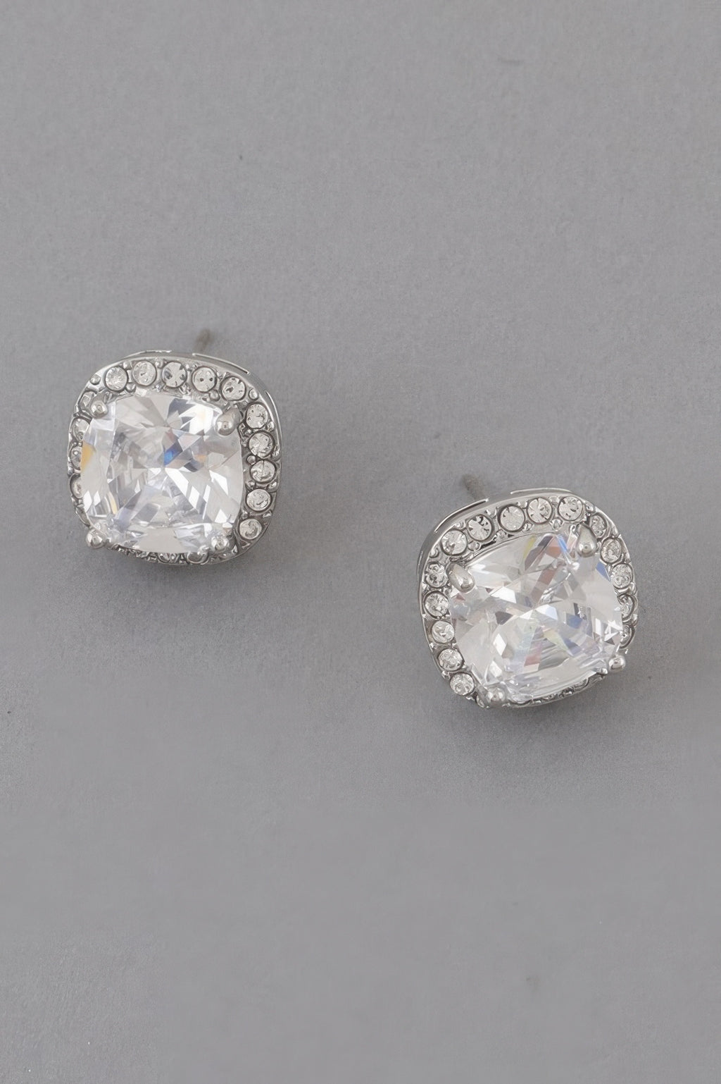 Rounded Square Rhinestone Earrings - JUST - JEN BOUTIQUE