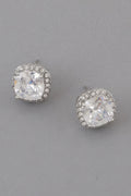 Rounded Square Rhinestone Earrings - JUST - JEN BOUTIQUE