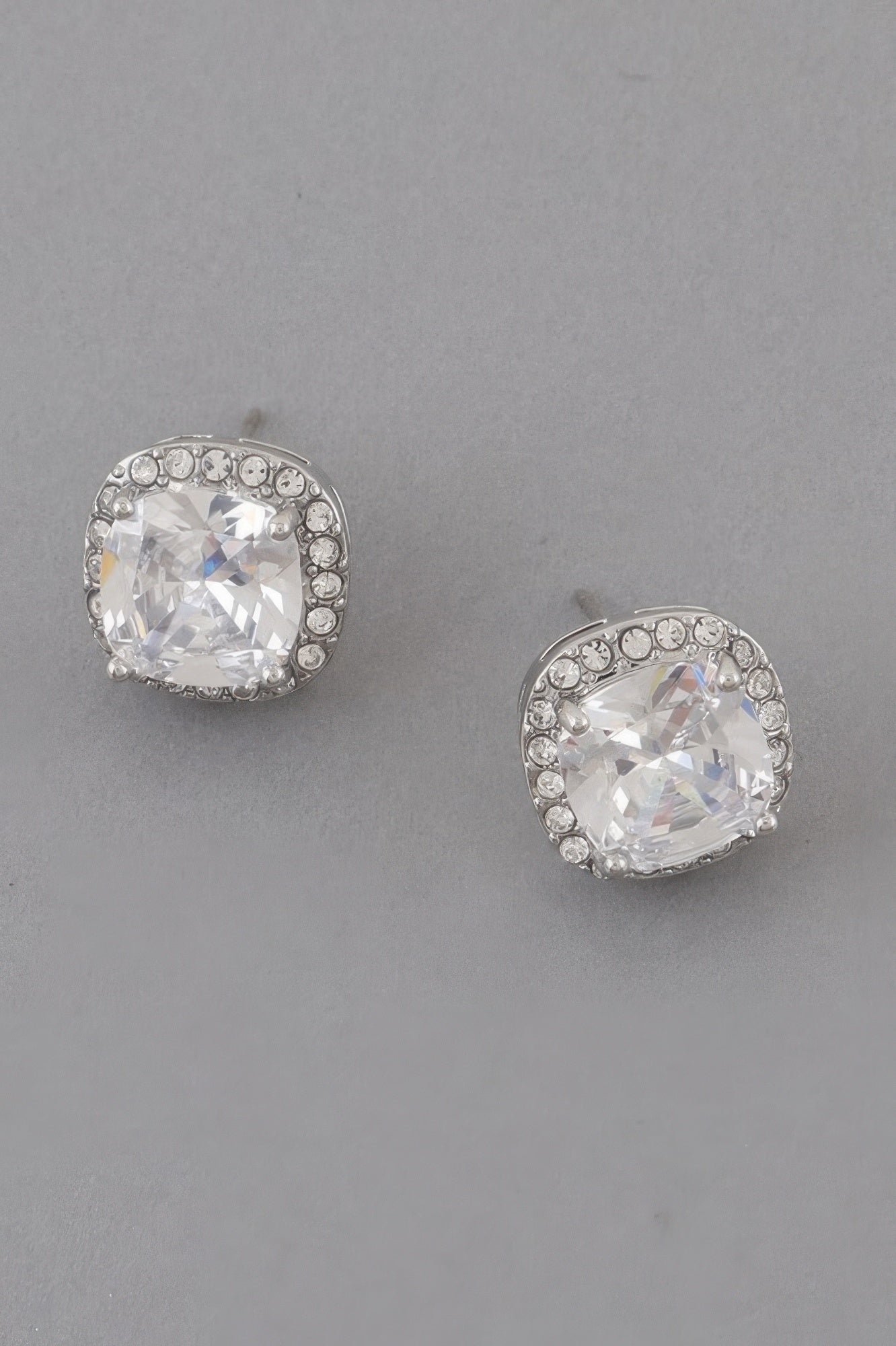 Rounded Square Rhinestone Earrings - JUST - JEN BOUTIQUE