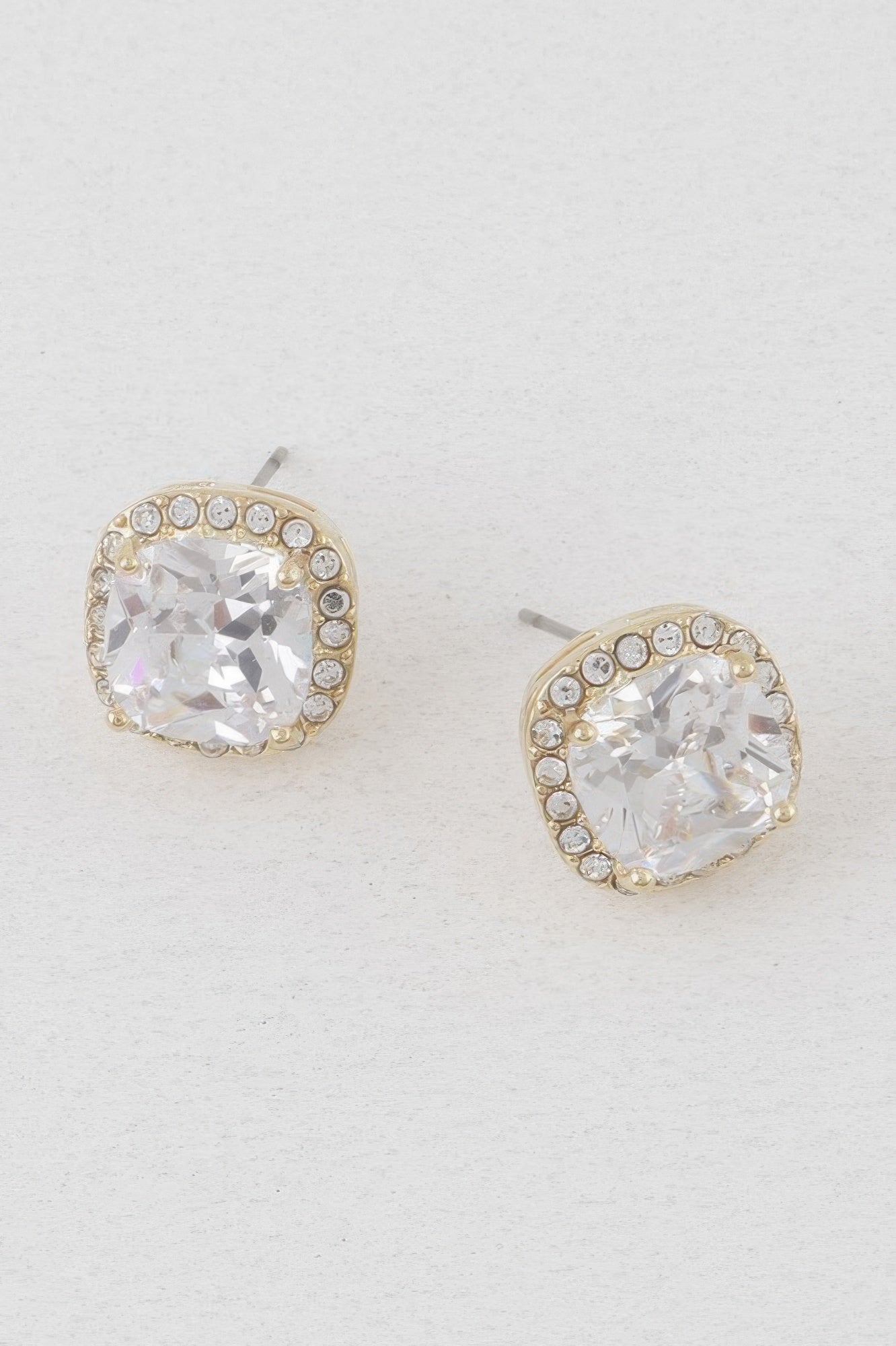 Rounded Square Rhinestone Earrings - JUST - JEN BOUTIQUE