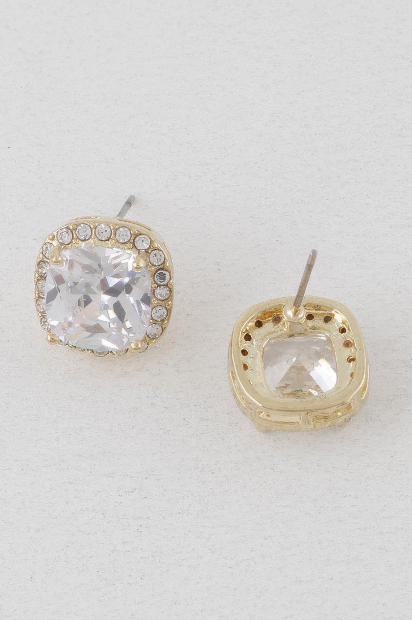 Rounded Square Rhinestone Earrings - JUST - JEN BOUTIQUE