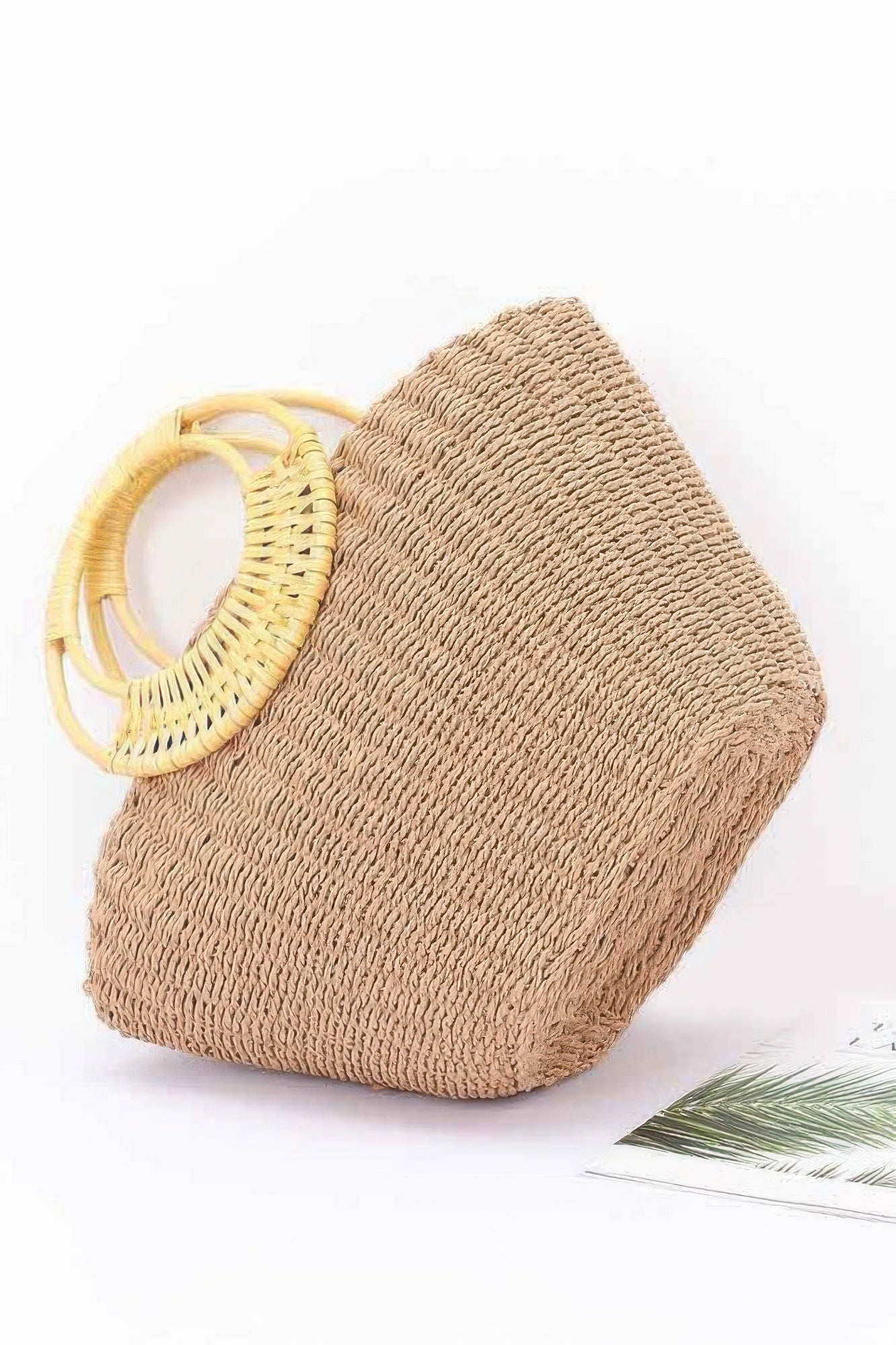 Faux Straw Bamboo Handle Tote Bag - JUST - JEN BOUTIQUE