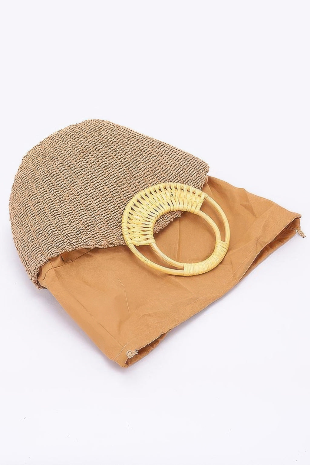 Faux Straw Bamboo Handle Tote Bag - JUST - JEN BOUTIQUE