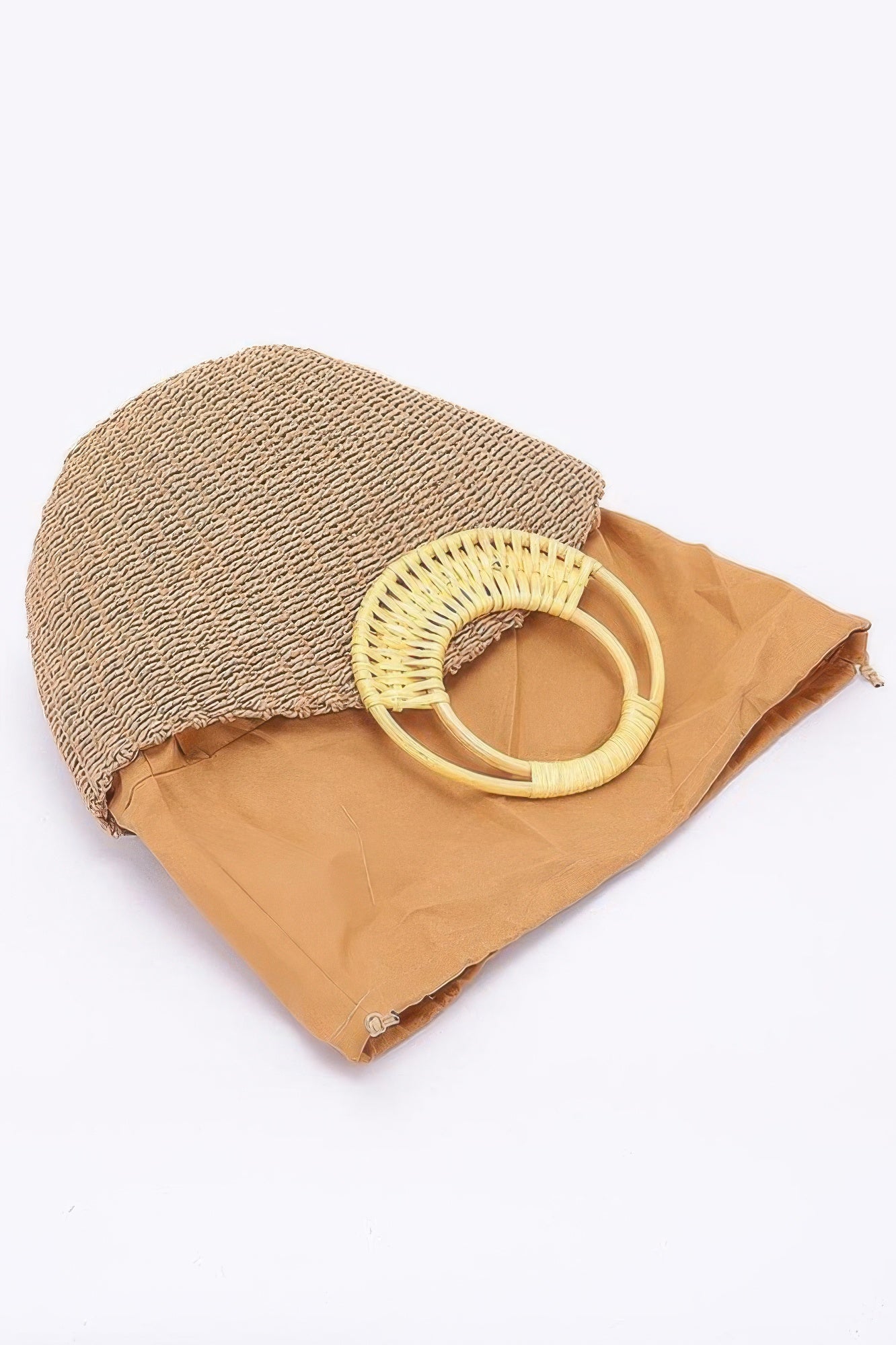 Faux Straw Bamboo Handle Tote Bag - JUST - JEN BOUTIQUE