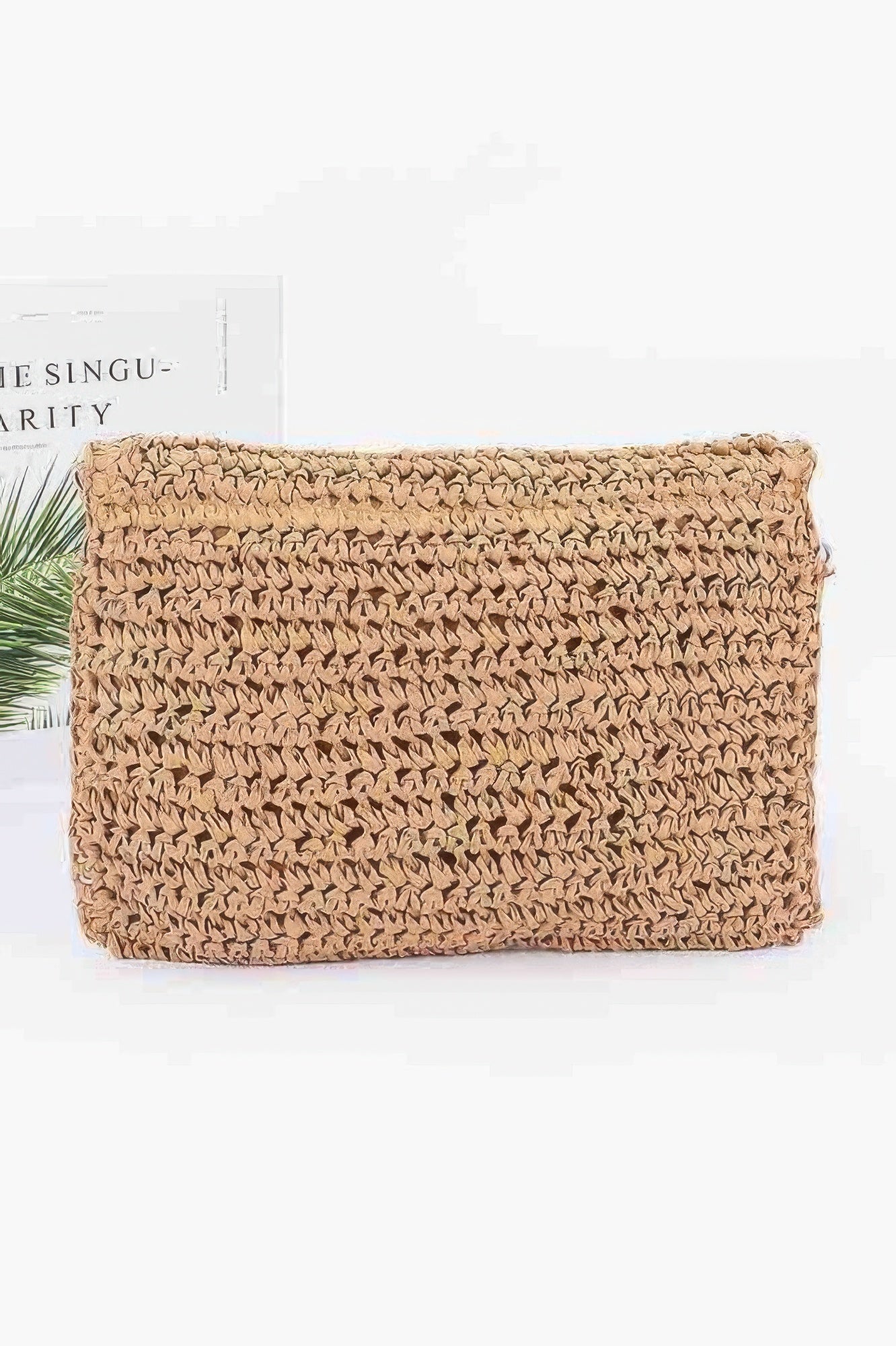 Faux Straw Handmade Flower Flap Clutch - JUST - JEN BOUTIQUE