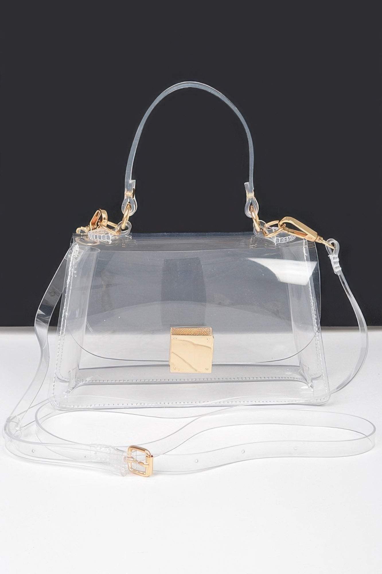 Transparent Top Handle Flap Clutch - JUST - JEN BOUTIQUE