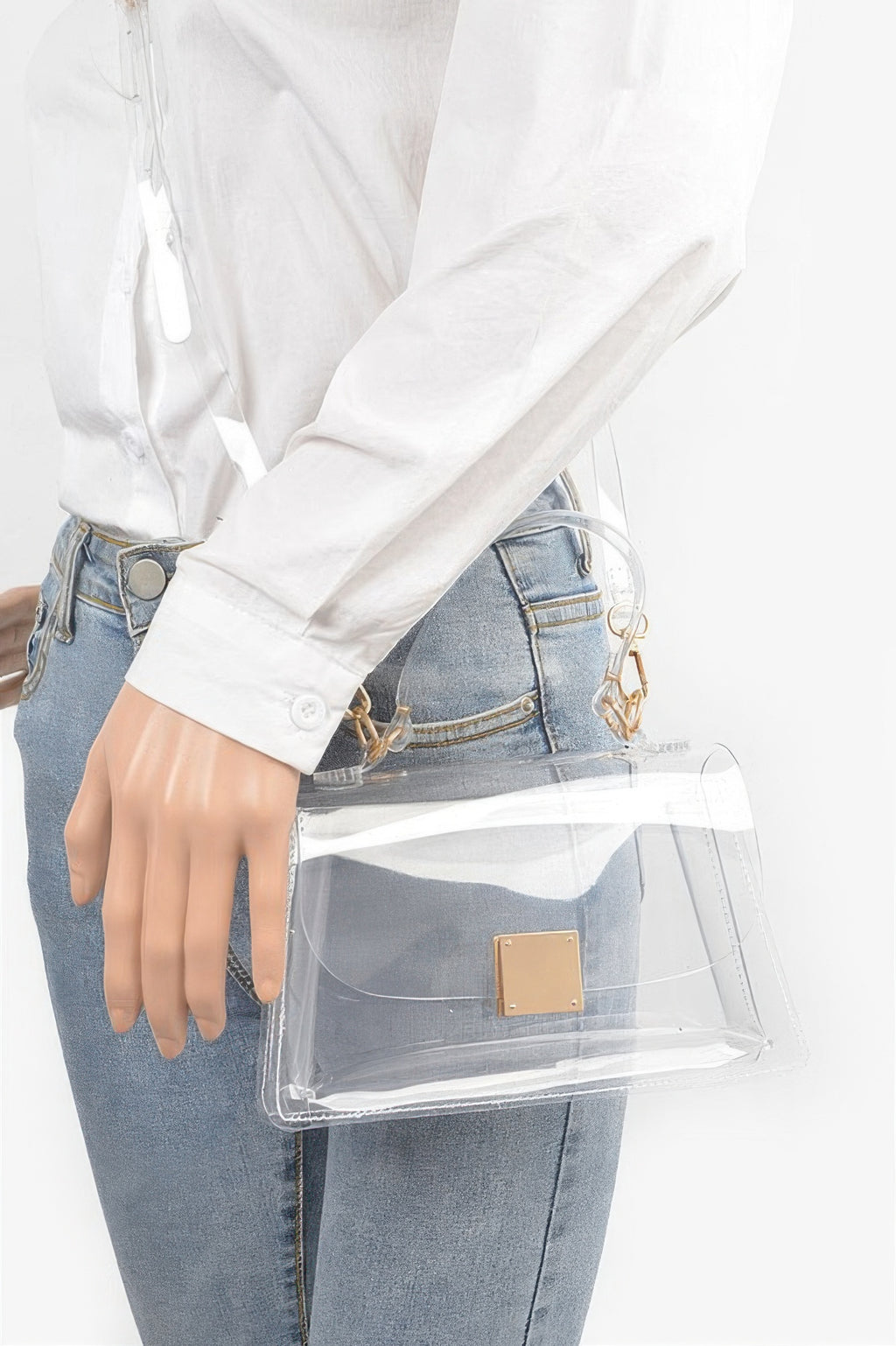 Transparent Top Handle Flap Clutch - JUST - JEN BOUTIQUE
