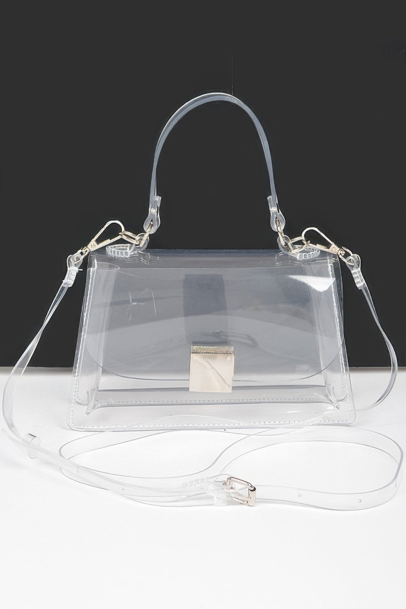 Transparent Top Handle Flap Clutch - JUST - JEN BOUTIQUE