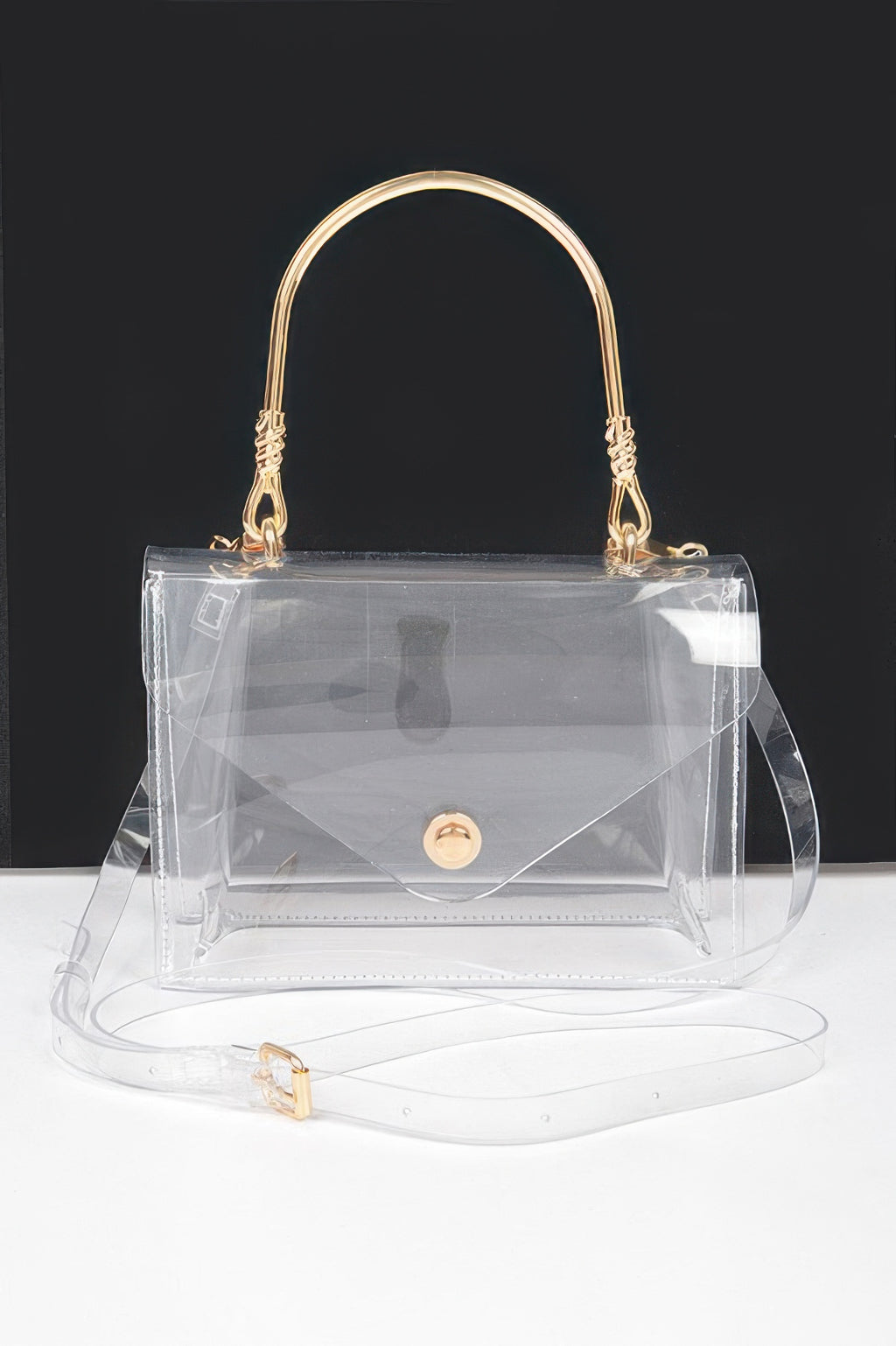 Transparent Metal Handle Flap Clutch - JUST - JEN BOUTIQUE