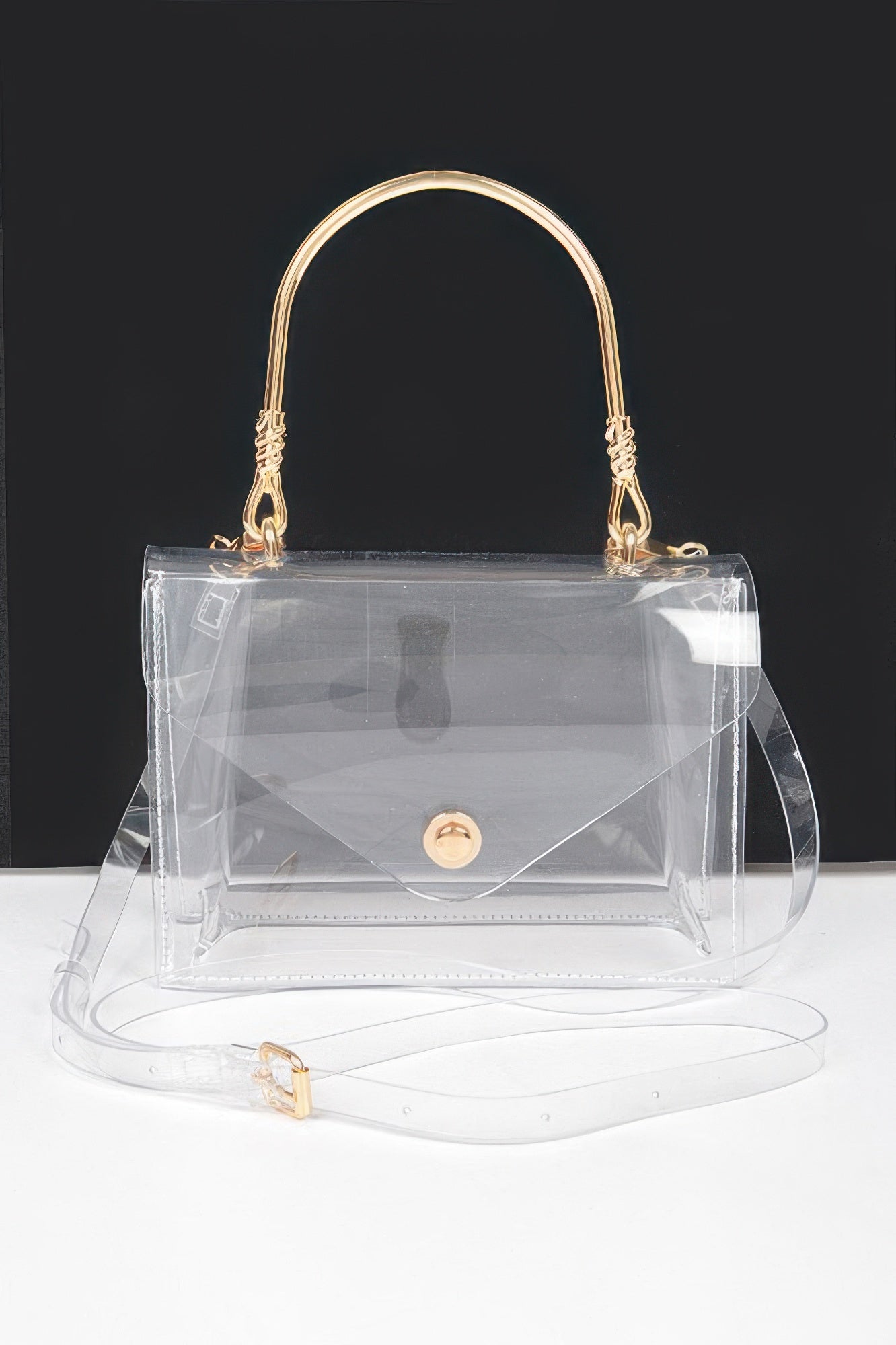 Transparent Metal Handle Flap Clutch - JUST - JEN BOUTIQUE