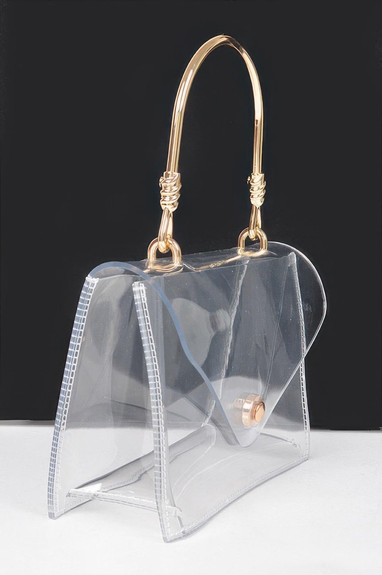 Transparent Metal Handle Flap Clutch - JUST - JEN BOUTIQUE