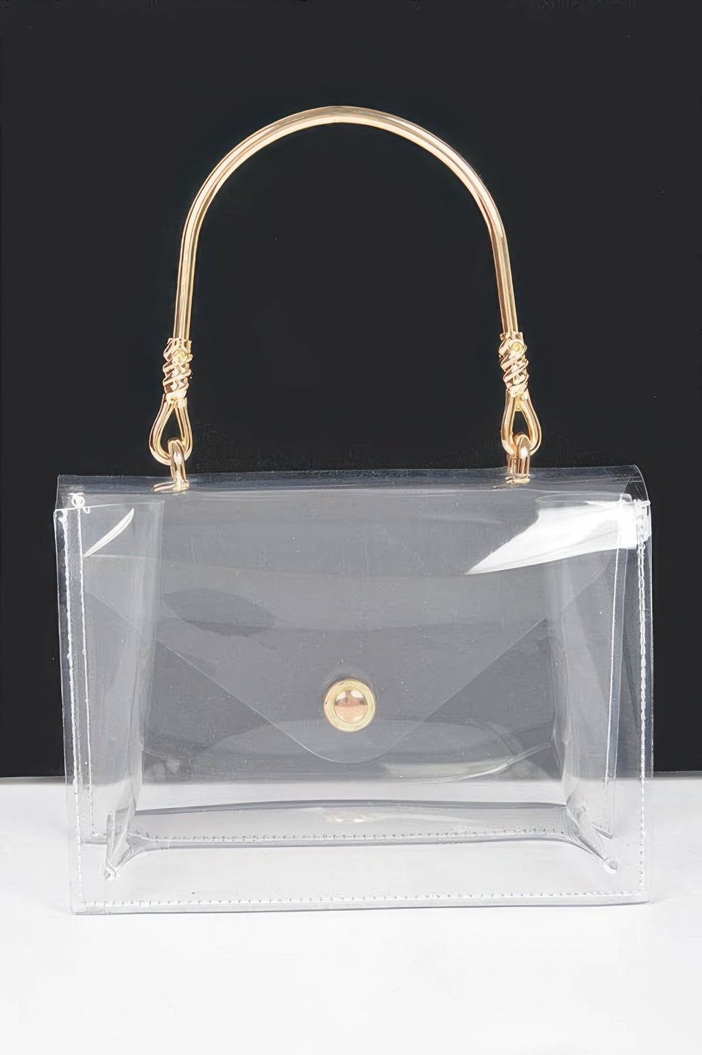 Transparent Metal Handle Flap Clutch - JUST - JEN BOUTIQUE