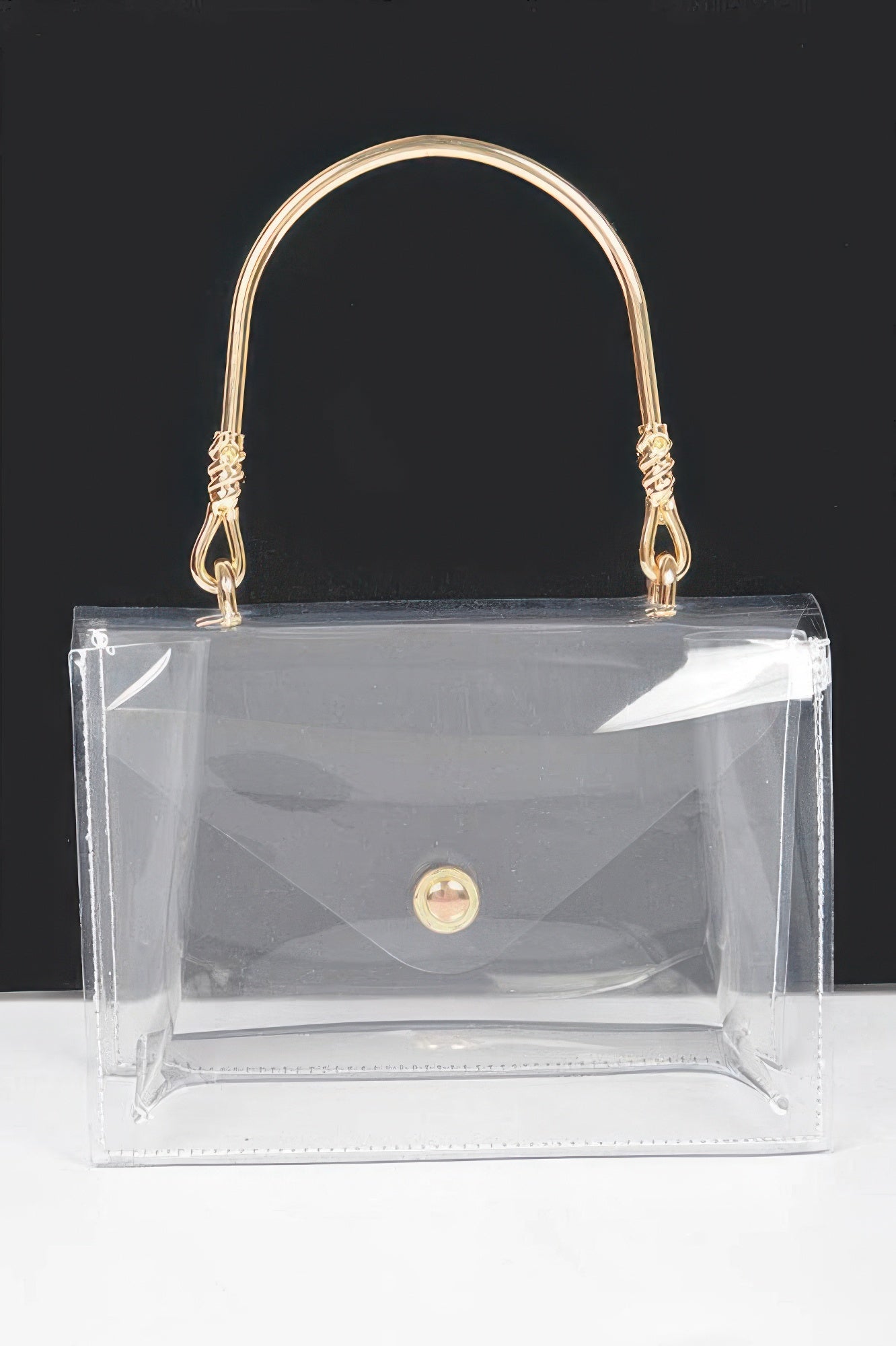 Transparent Metal Handle Flap Clutch - JUST - JEN BOUTIQUE
