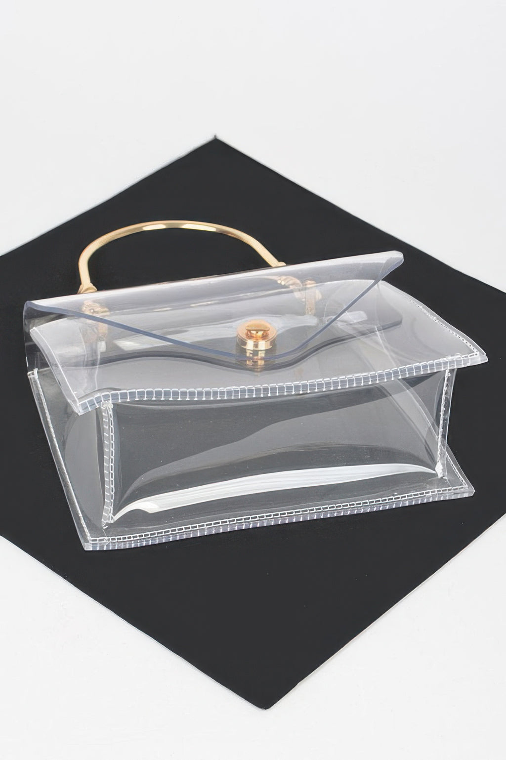 Transparent Metal Handle Flap Clutch - JUST - JEN BOUTIQUE