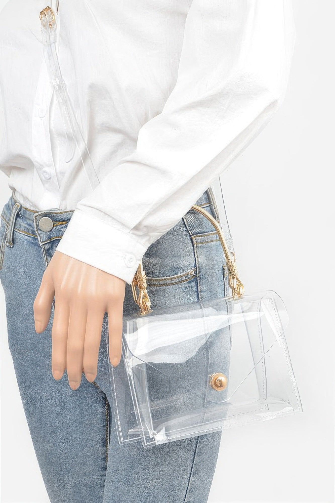 Transparent Metal Handle Flap Clutch - JUST - JEN BOUTIQUE