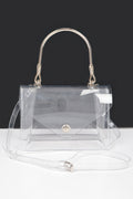 Transparent Metal Handle Flap Clutch - JUST - JEN BOUTIQUE