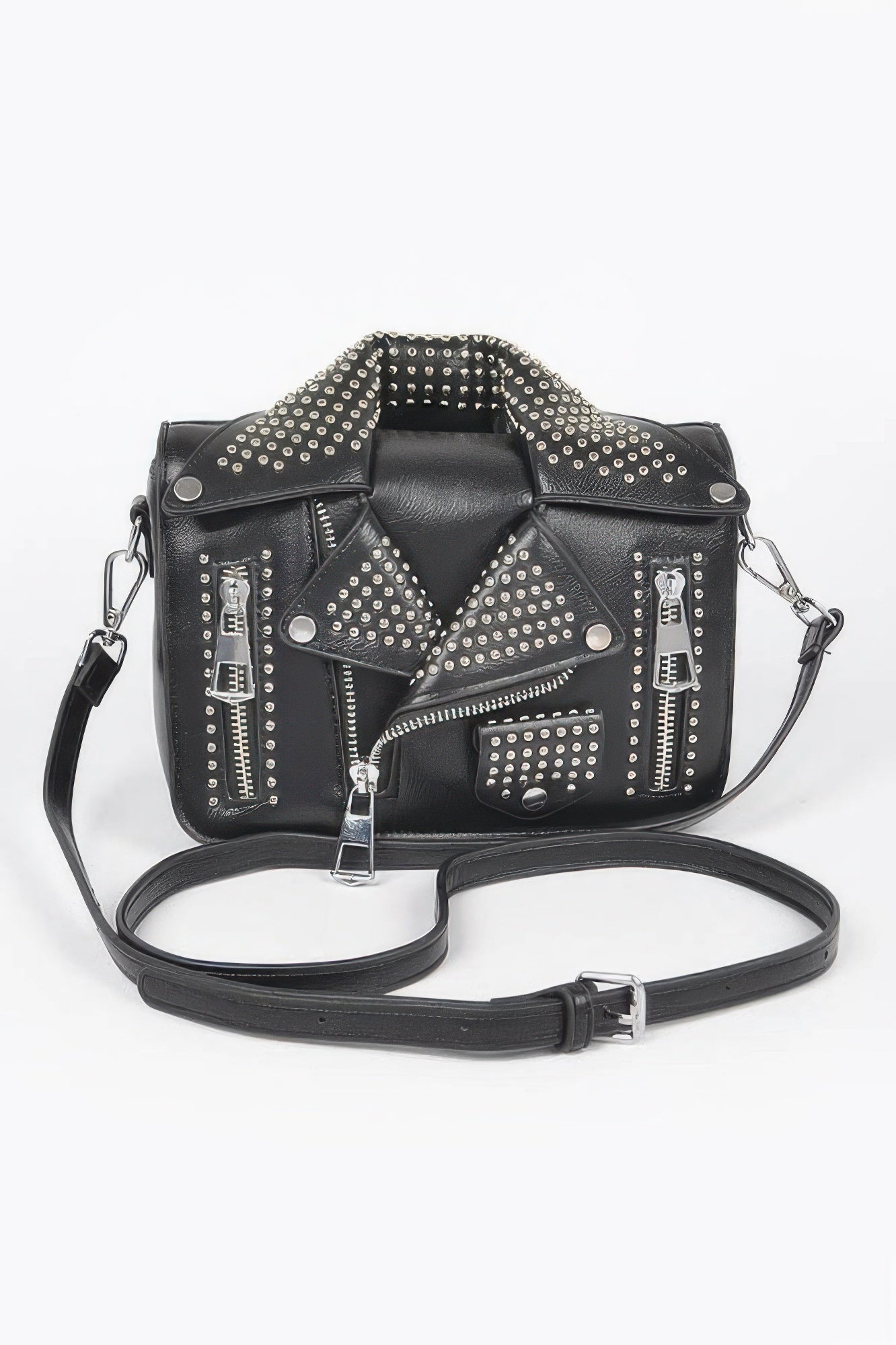 Faux Leather Metal Studded Jacket Clutch - JUST - JEN BOUTIQUE