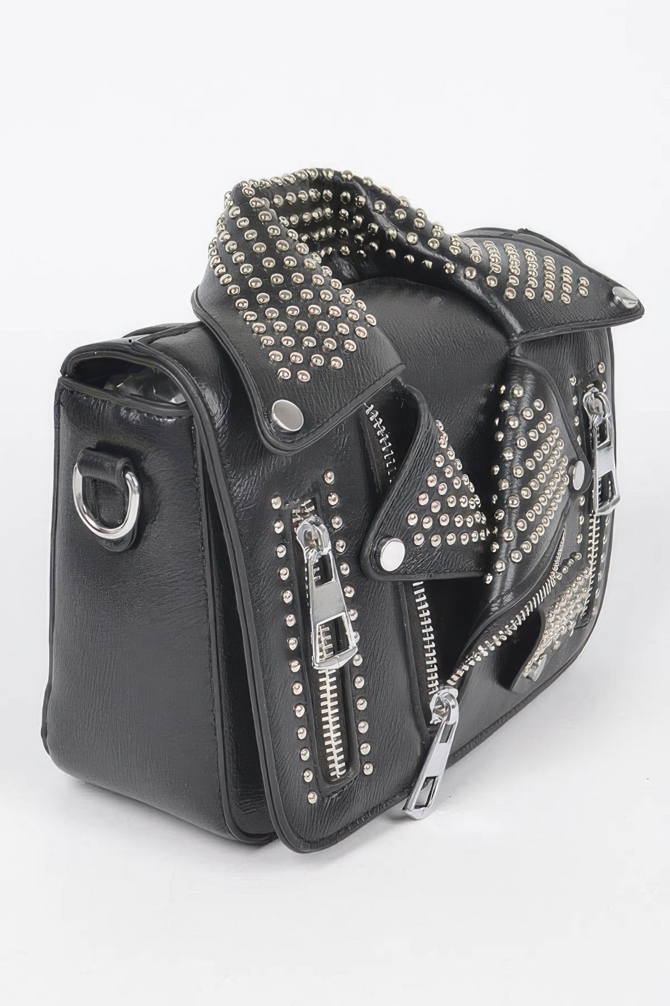 Faux Leather Metal Studded Jacket Clutch - JUST - JEN BOUTIQUE