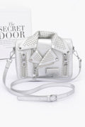 Faux Leather Metal Studded Jacket Clutch - JUST - JEN BOUTIQUE