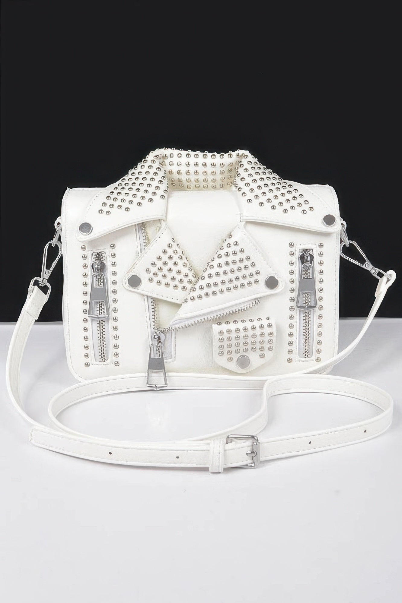 Faux Leather Metal Studded Jacket Clutch - JUST - JEN BOUTIQUE