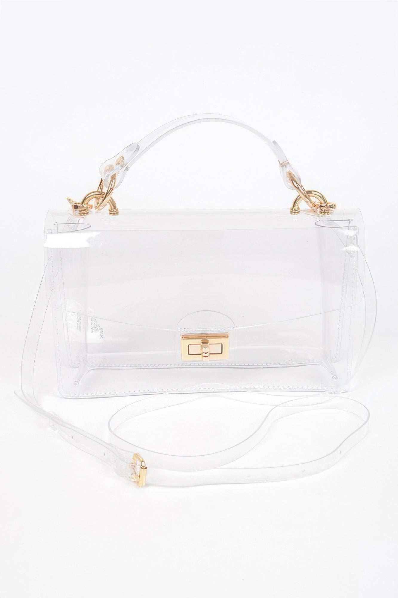Transparent Metal Studded Flap Bag - JUST - JEN BOUTIQUE