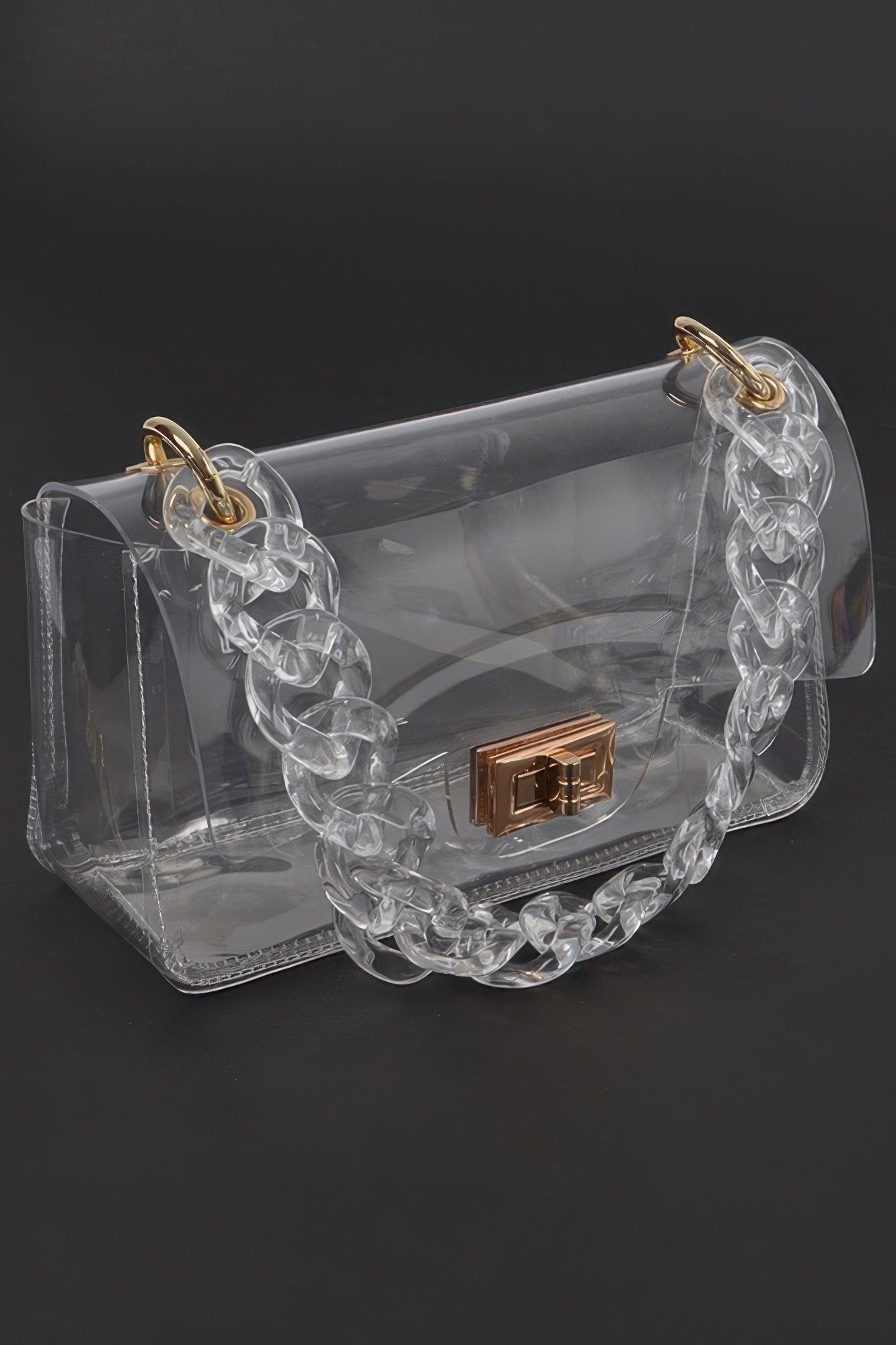 Cross Chain Body Visibly Clear Clutch - JUST - JEN BOUTIQUE