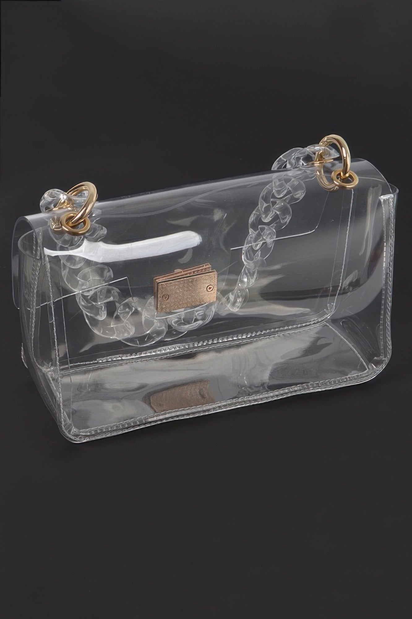 Cross Chain Body Visibly Clear Clutch - JUST - JEN BOUTIQUE