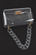 Cross Chain Body Visibly Clear Clutch - JUST - JEN BOUTIQUE