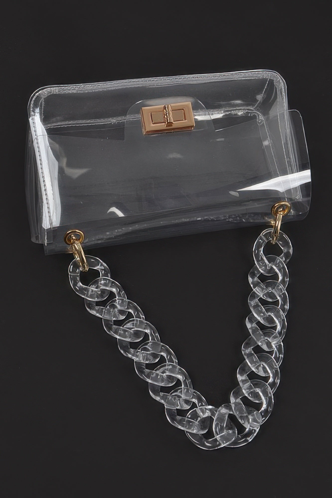 Cross Chain Body Visibly Clear Clutch - JUST - JEN BOUTIQUE