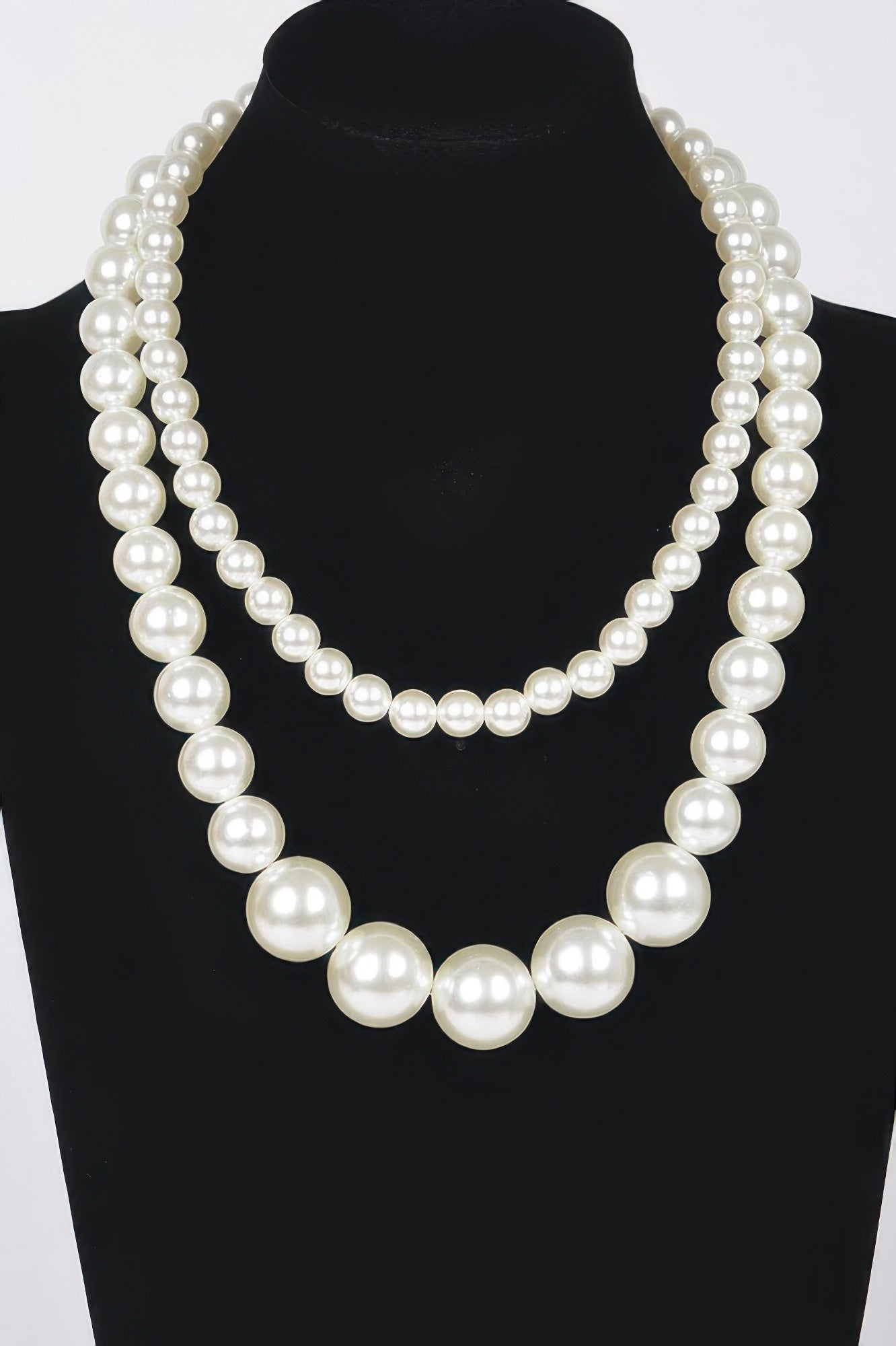 Multi Size Faux Pearl Double Layered Necklace - JUST - JEN BOUTIQUE