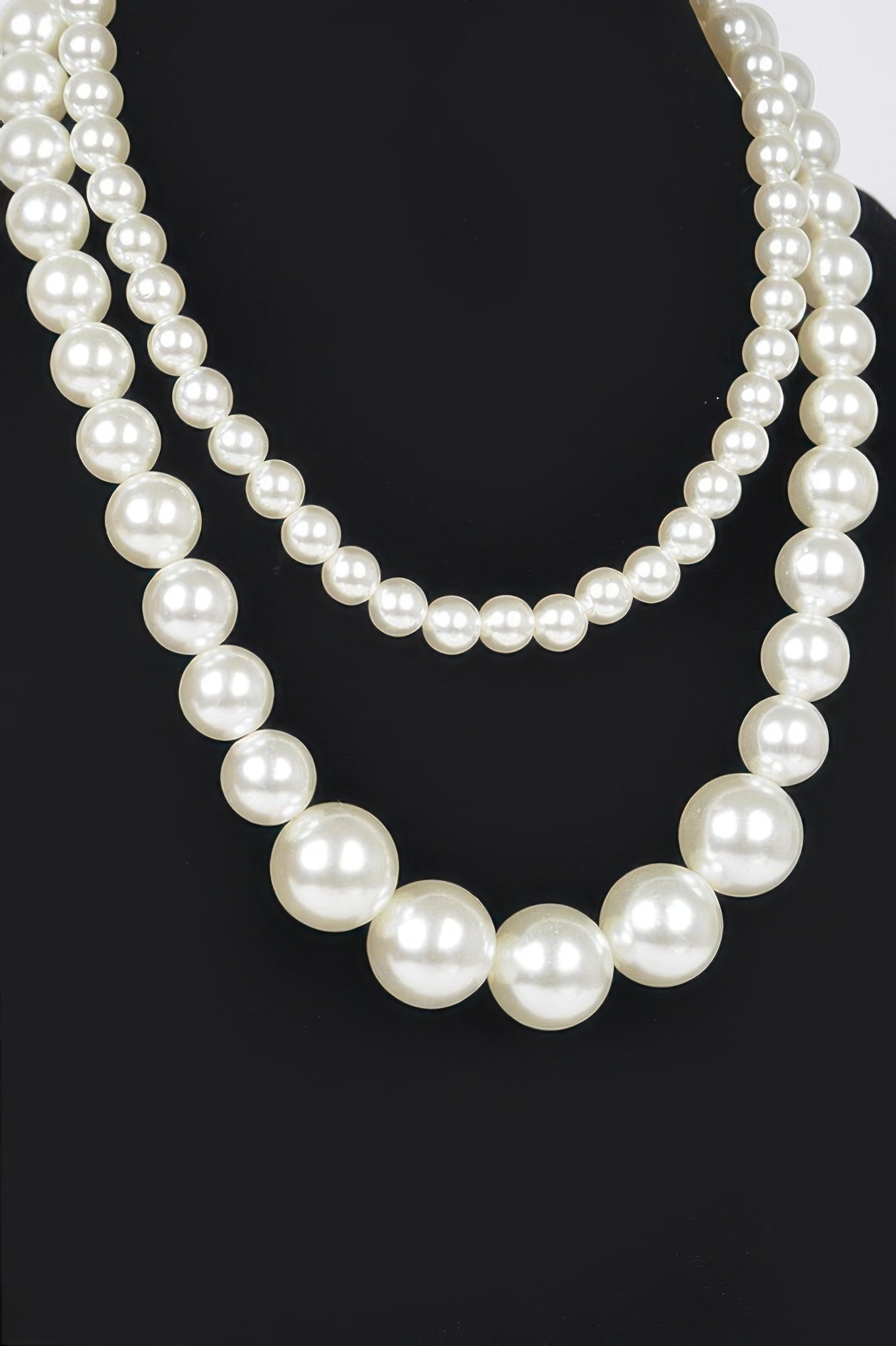 Multi Size Faux Pearl Double Layered Necklace - JUST - JEN BOUTIQUE
