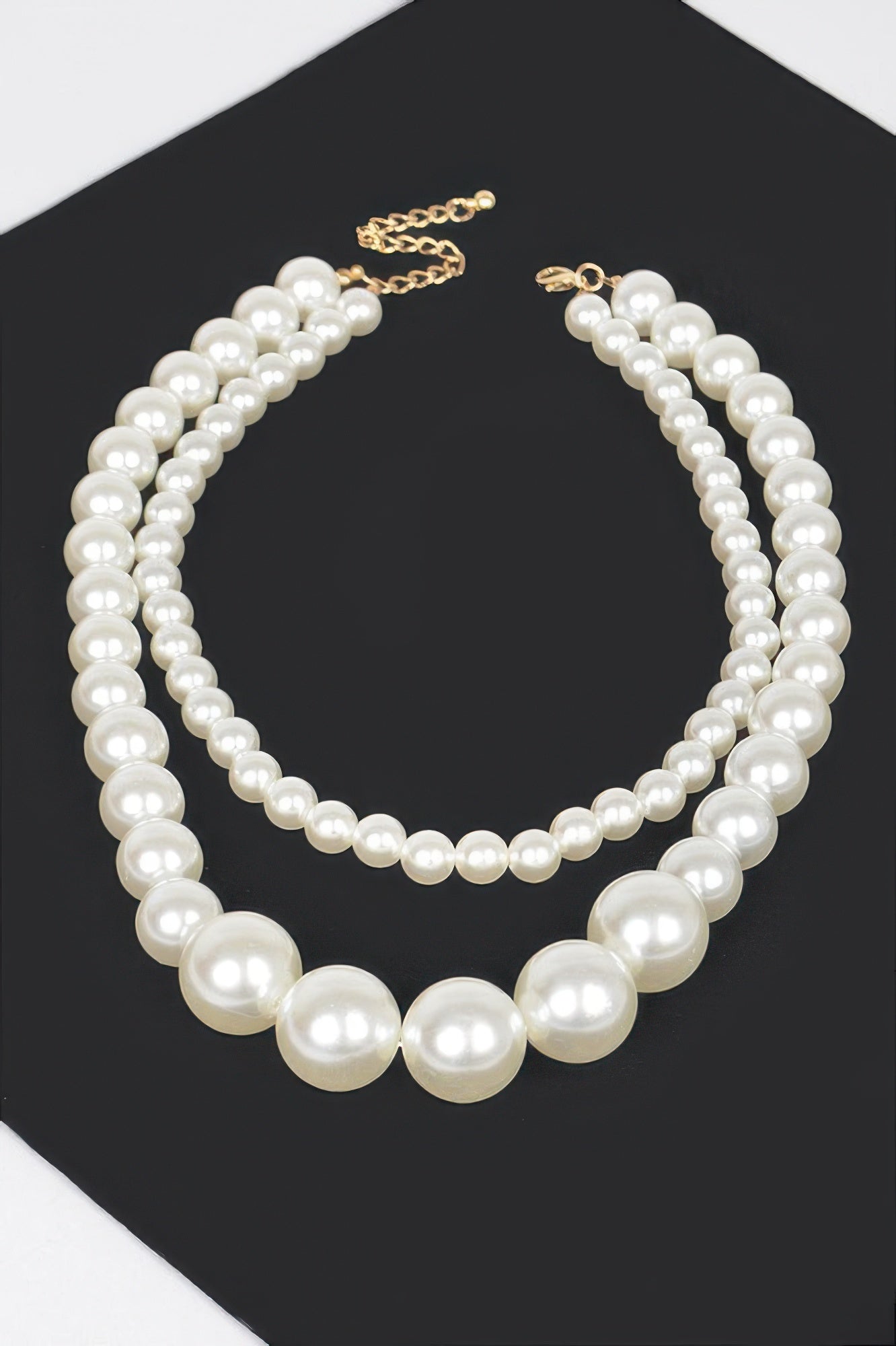 Multi Size Faux Pearl Double Layered Necklace - JUST - JEN BOUTIQUE