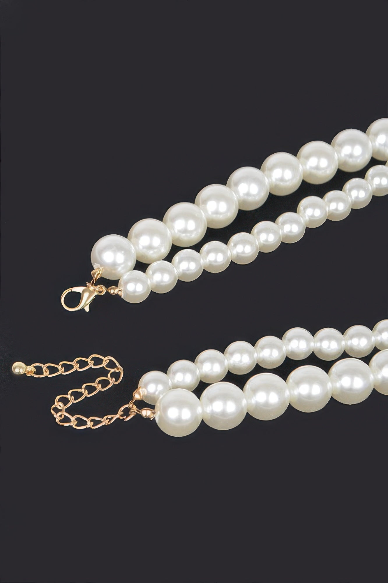 Multi Size Faux Pearl Double Layered Necklace - JUST - JEN BOUTIQUE