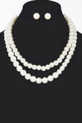 Faux Pearl Double Layered Necklace W/earring - JUST - JEN BOUTIQUE
