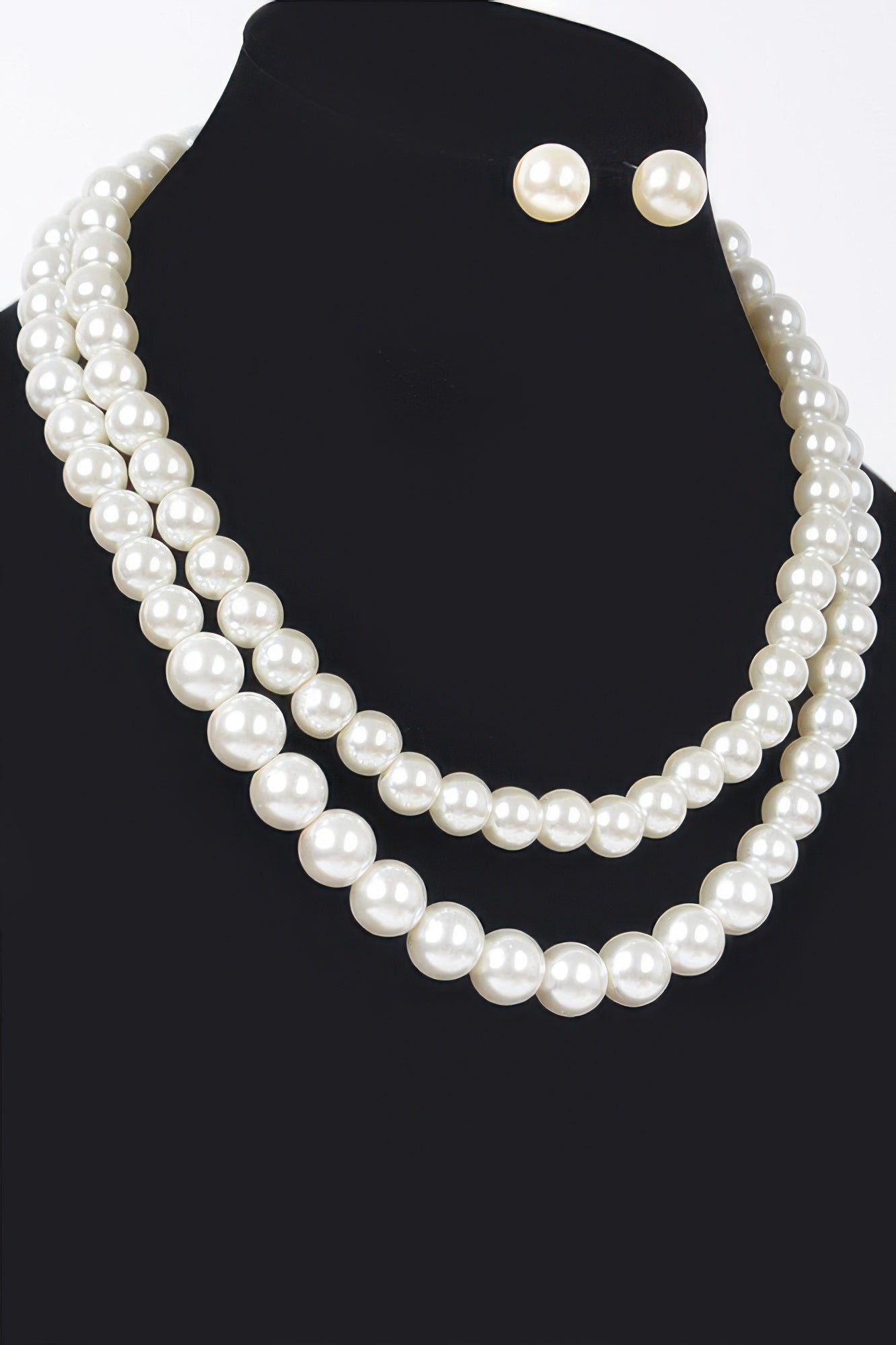 Faux Pearl Double Layered Necklace W/earring - JUST - JEN BOUTIQUE