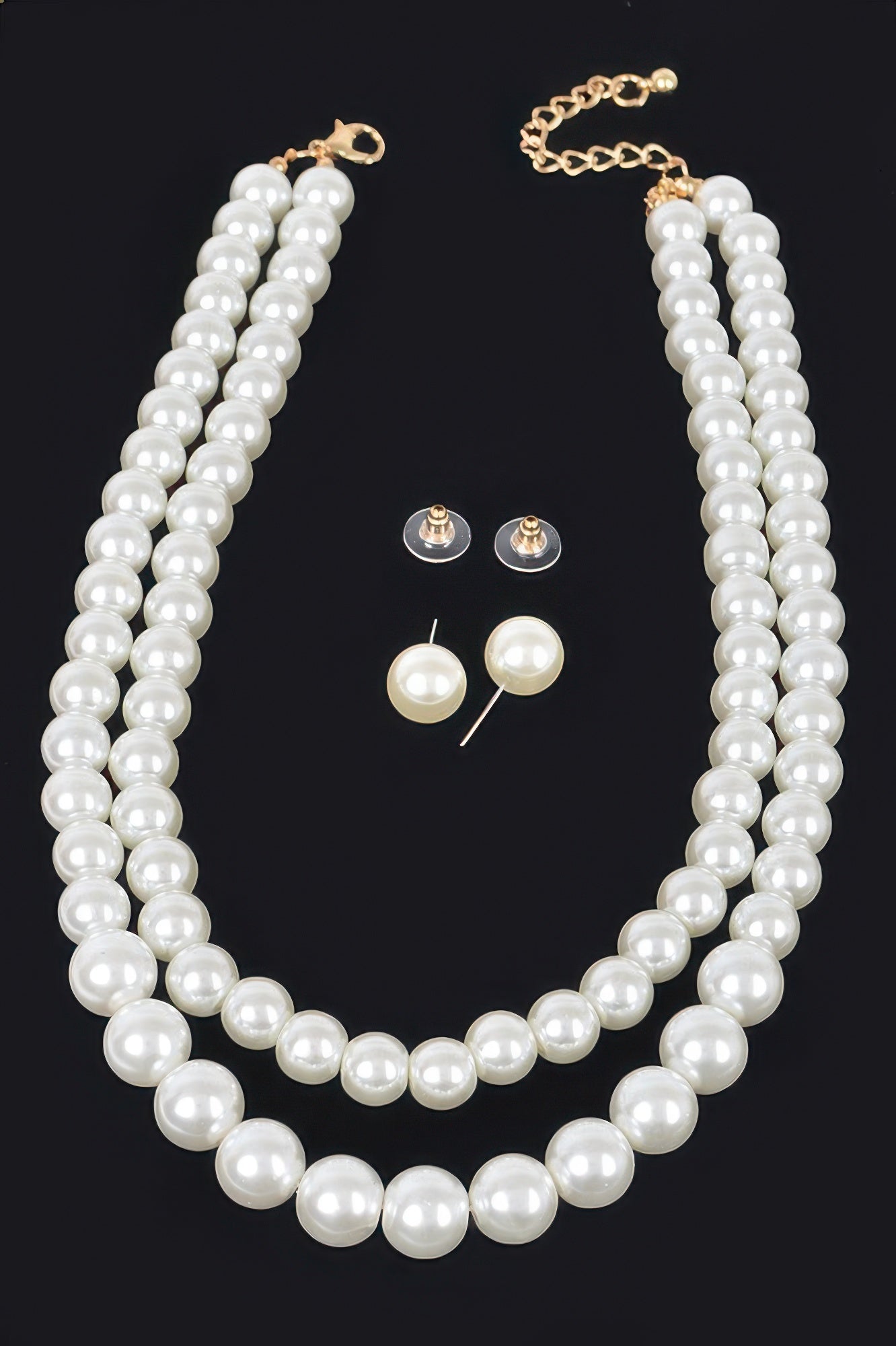 Faux Pearl Double Layered Necklace W/earring - JUST - JEN BOUTIQUE