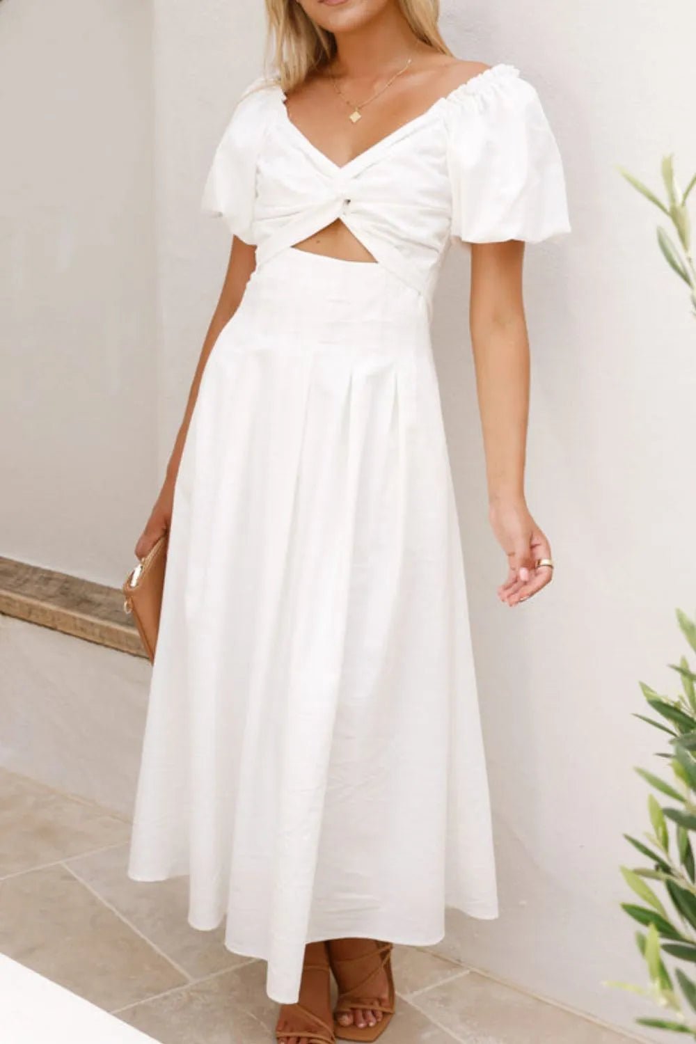 Sweetheart Neck Puff Sleeve Dress - JUST - JEN BOUTIQUE