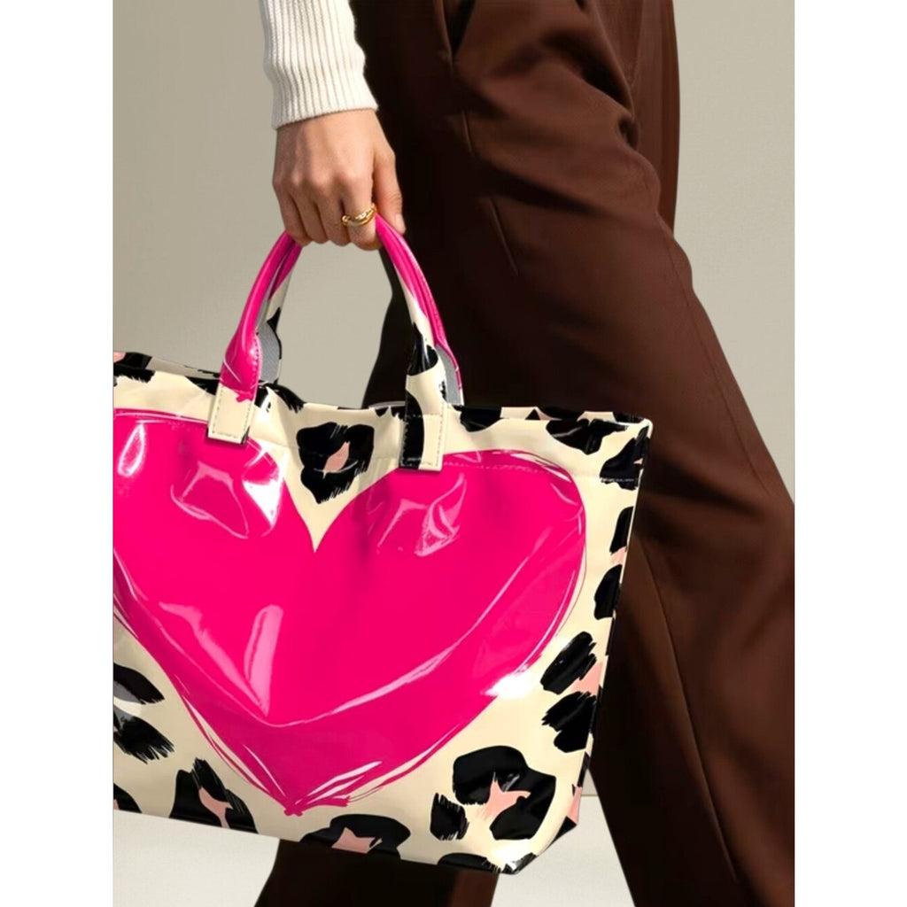 Heart Leopard Print Stylish Tote Bag