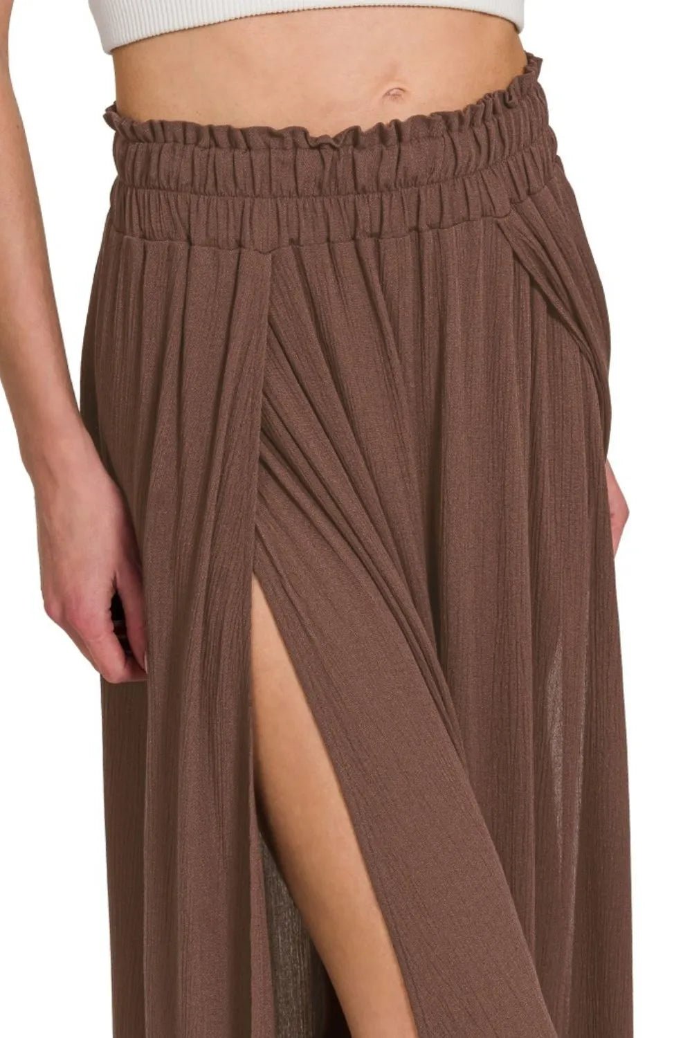 Zenana Woven Crinkle Gauze Long Skirts - JUST - JEN BOUTIQUE