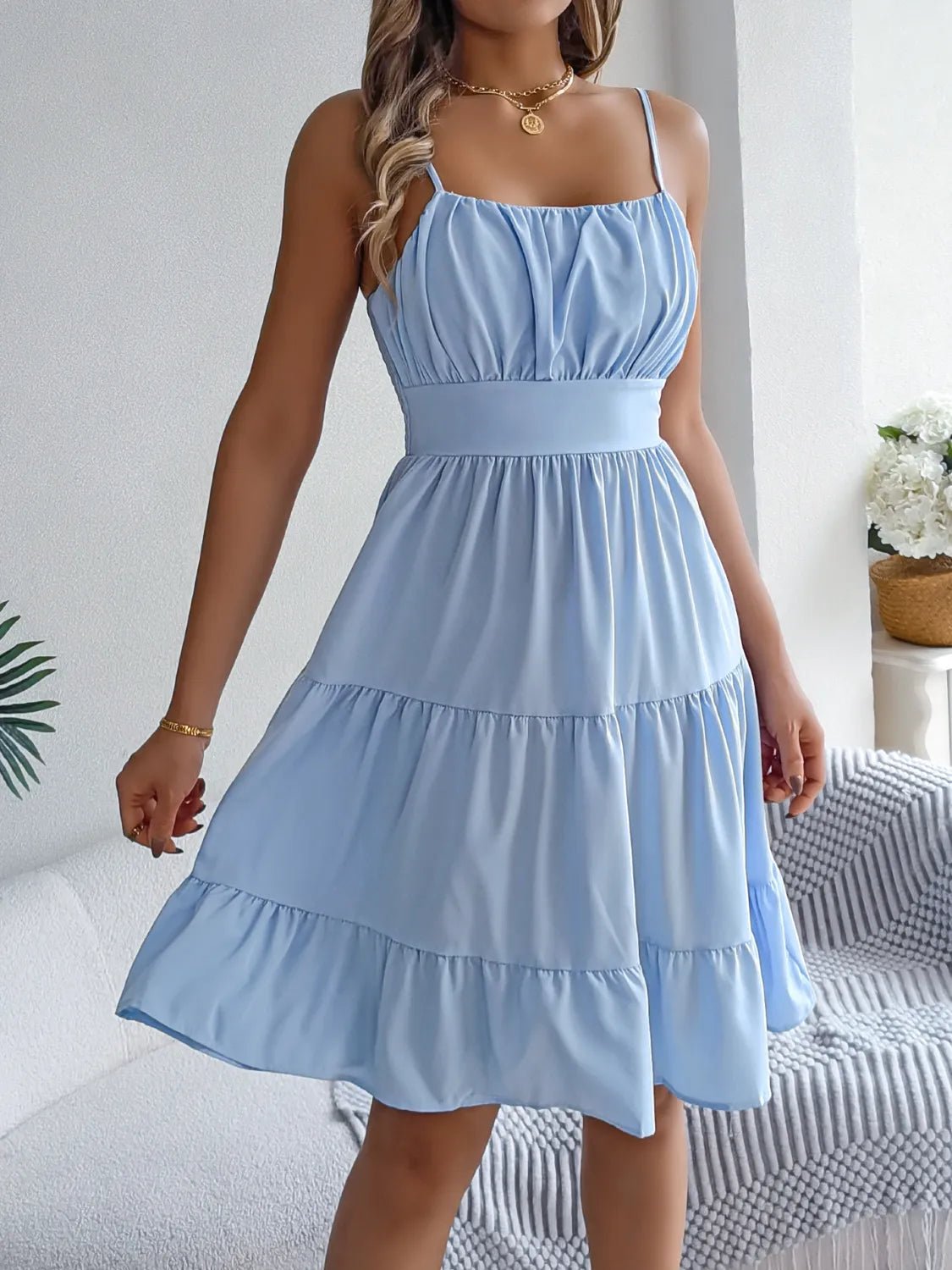 Smocked Back Tiered Cami Dress - JUST - JEN BOUTIQUE