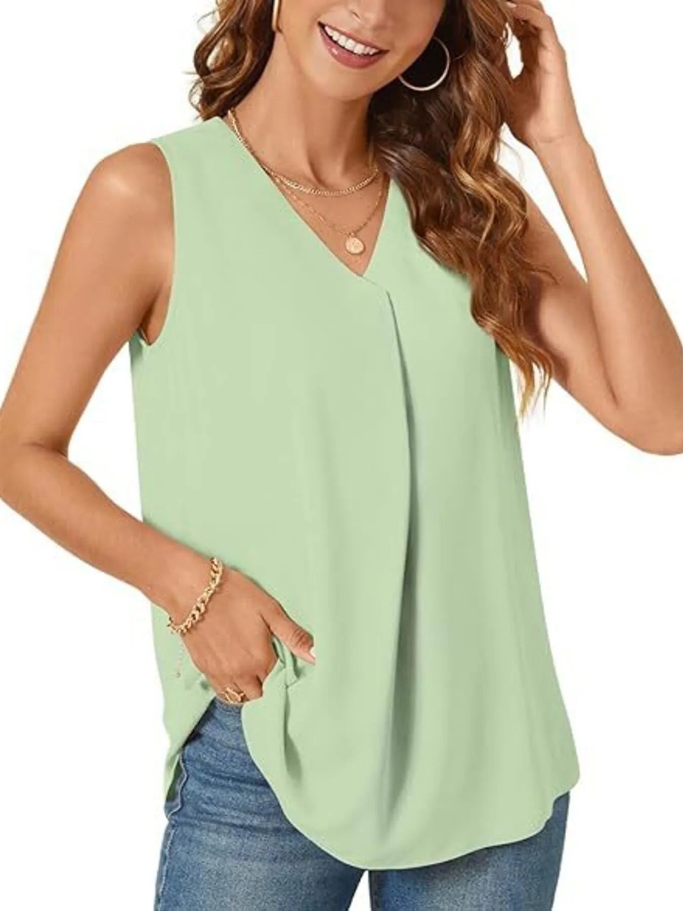 Full Size V - Neck Sleeveless Tank Top Plus Size - JUST - JEN BOUTIQUE